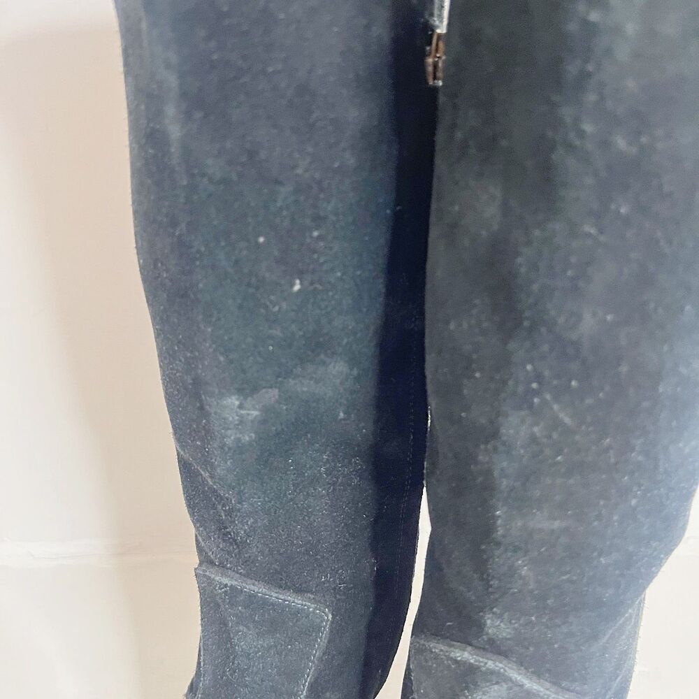 Veronica Beard Olivia Boots Black Suede Nuback Mid Calf Heeled Boots Size 6 - Picture 7 of 9